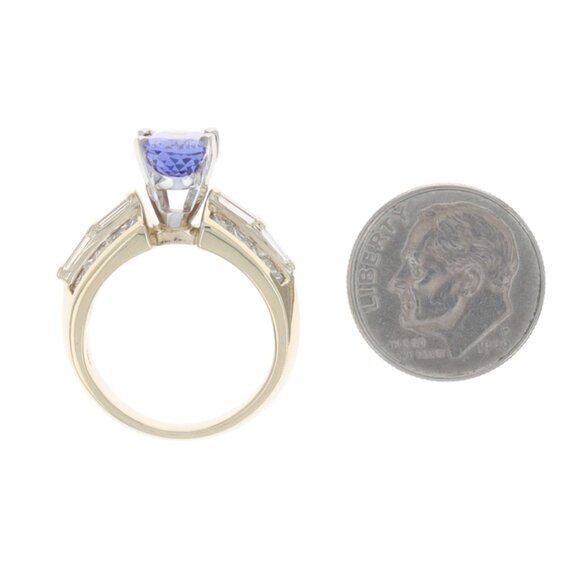 Yellow Gold Tanzanite Diamond Ring - 14k Oval 4.18ctw - Picture 5 of 6